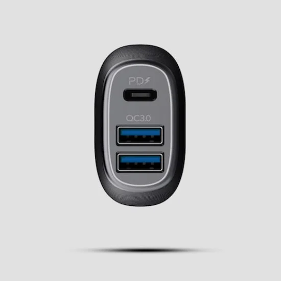 Rockrose Safari PQ2  Triple Port 42W Max PD & QC 3.0 Car Charger &ndash; Black